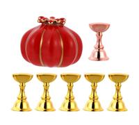 SOLUSTRE 7pcs Magnetic Nail Art Stand with 6 Upper Side Seats Pumpkin Shape Ceramic and Metal Manicure Tool for Home and Nail Salon Use Practical and Convenient