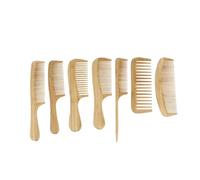 SOLUSTRE 7Pcs Natural Bamboo Hair Brush Comb with Tail and Tooth Combs for Men Women Anti-static Wide Tooth Detangling Brushes for All Hair Types Scalp Massaging Styling Tools