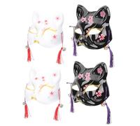 SOLUSTRE 8 Pcs Halloween Party Mask for Festivals and Role-playing Parties, Creative Japanese Half Face Fox Fine Workmanship, Plastic Material, Unique Shape, Cosplay Prop
