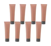 SOLUSTRE 8pcs 100ml Empty Squeeze Tubes for Cosmetics with Flip Cap, Refillable Plastic Travel Bottles in Khaki Colour, Leak-proof and Flexible Sturdy Matte Tubes for Makeup Cream Desktop