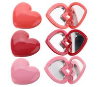 SOLUSTRE 8pcs Cream Box Makeup Mirror Box 1.81x1.34x0.79inch Refillable Heart Shape Plastic Container Delicate Lovely Design for Family Makeup Wherever and Whenever with Mirror
