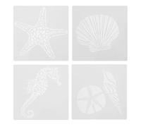 SOLUSTRE 8pcs Drawing Stencils Marine Series Sea Star Seahorse Shell Templates Pet Material Creative Funny Adorable Design Convenient for Drawing Beginners Safe Environmentally Friendly