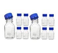 SOLUSTRE 8pcs Glass Reagent Bottle Empty Storage Screw Caps for Medicine and Lab Use