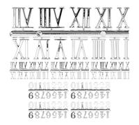 SOLUSTRE 8pcs Large DIY Wall Clock Numerals Set with Roman and Arabic Numbers, Plastic Material for Bedroom and Office, Not Easy to Deformation, Modern Design Clock Repairing Accessory