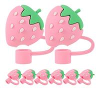 SOLUSTRE 8pcs Red Silicone Straw Tips Protector Caps Adorable Shaped Straw Decor Caps for Protecting from Dirt and Not Easy to Deform for Adorning