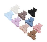 SOLUSTRE 9pcs Mini Claw Hair Clips Plastic Bear Shaped Hair Claws Matte Finish for Women and Daily Life and Parties