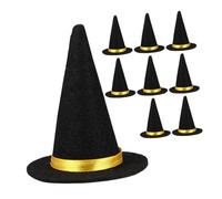 SOLUSTRE 9pcs Mini Halloween Witch Hat Bottle Toppers Black Felt Lightweight DIY Crafts Party Favors Compact Wine Bottle Decor for Festive Halloween Table Decorations