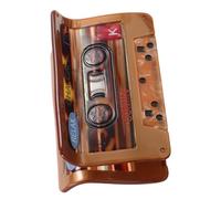 SOLUSTRE Acetate Hair Claw Clips Cassette Tape Shape Vintage Retro Style Secure Grip Resists Deformation Coffee Colour Back of Head Hair Accessory for Music Enthusiasts