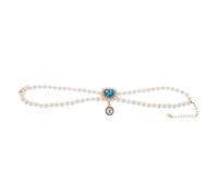 SOLUSTRE Adjustable Heart Pendant Pet Necklace for Female Puppies with Double Layer Pearl Design, Lightweight Plastic and Metal Material, for Parties and Everyday Wear