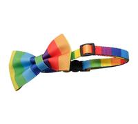 SOLUSTRE Adjustable Rainbow Bowknot Cat Collar Fabric Pet Accessory Chic Adorable Design for Parties