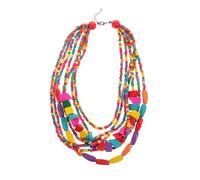 SOLUSTRE African Bohemian Necklace Beaded Multi Long Statement Choker Jewelry for Women Ethnic Party Wear Chunky Handmade Funky Necklace Women Jewelry