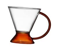 SOLUSTRE Amber Handle Glass Cup for Coffee Tea and Water Simple Stylish Dessert Mug for Home Use Transparent Glassware with Chic Unique Design