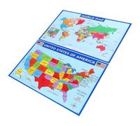 SOLUSTRE America and World Map Wall Posters Set of 2 Educational Geography Charts for Classroom and Home Learning, Sturdy Wall Maps for Study and Bedroom Decoration