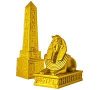 SOLUSTRE Ancient Egypt Resin Sphinx Collectible Figurine with Golden Egyptian Obelisk Statue Craft Decorative Desktop Ornament for Office Desktop Decor