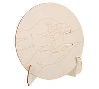 SOLUSTRE Baby Birth Announcement Sign with Stand Beige Round Wooden Newborn Commemorative Plaque for Hospital Use Keepsake for Newborn Parties and Nursery Decoration