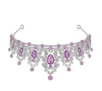 SOLUSTRE Baroque Purple Wedding Crown Tiara Adorned with Rhinestones and Sparkling Elements, Zinc Alloy Bridal Headpiece for Women Suitable for Weddings and Birthdays