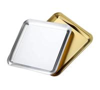 SOLUSTRE BBQ Grill Plates Smooth Stainless Steel 2pcs with Polished Design Thickened Oven Baking Trays Convenient and Sturdy Steel Serving Platters for Party and Gourmet Use