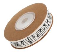 SOLUSTRE Beige Musical Notes Ribbon 15mm Cotton Ribbon for DIY Crafts and Celebration Wrapping Printed for Birthdays and Concert Decorations 10m Roll