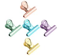 SOLUSTRE Binder Clips and Creative Shape Random Color 5pcs Stainless Steel with Strong Toughness Practical Paper Clamps for Organizing Crafts in Office and School Supplies