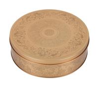 SOLUSTRE Biscuit Tin Airtight, round Tinplate Cookie Box with Lid, Classic Decorative Golden Cake Pan for Baking Cakes, Easy Storage, Parties and Holiday Use