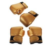 SOLUSTRE Boxing Gloves Versatile Use with Pu Leather and Sponge Padding 2 Pairs Stylish Golden Design to Enhance Enjoyment of Physical for Fitness Activities and Family Fun