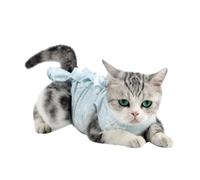 SOLUSTRE Breathable Elastic Cotton Cat Clothes Post Surgical Neutering Suit for Kitten and Cat, Comfortable Blue Pet Costume after Surgery