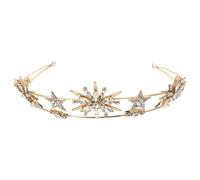 SOLUSTRE Bridal Crown Tiara Headpiece for Wedding and Special Occasion with Delicate Design Elegant Golden Star Shaped Made of Alloy Hair Accessories