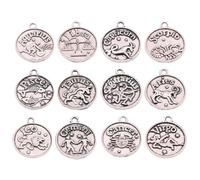 SOLUSTRE Bronze Alloy Zodiac Pendant Retro Twelve Constellation Charms DIY Jewelry Making for Necklace Bracelet Earrings Craft Accessories