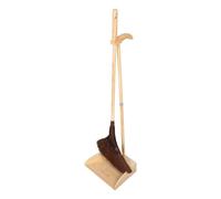 SOLUSTRE Broom and Dustpan Set Handmade Vintage Design Wooden Palm Material Antistatic Beige Broom Dustpan for Hard Floors Home Cleaning in Modern Interiors