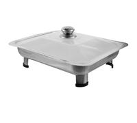 SOLUSTRE Buffet Food Tray and Anti-Skid Legs Rectangular Stainless Steel with Lid Practical Combined Cover Buffet Food Holder for Catering, Kitchen, and Dinner Serving