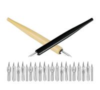 SOLUSTRE Calligraphy and Stainless Steel Replaceable Nibs, Comfortable Grip 2 Sets Dip Pen Set with Wooden Handles and Sturdy Construction and Lettering for Art Supplies by Professional