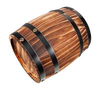 SOLUSTRE Carbonized Oak Wooden Barrel Ornament 20x16cm, Decorative Red Wine Barrel Craft for Home Bar and Party Display