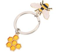 SOLUSTRE Cartoon Bee Honeycomb Pendant Keychain Cute Key Ring Delicate Metal Alloy Lightweight Easy to Carry Decorative Accessory for Bag and Students