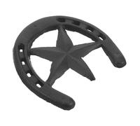 SOLUSTRE Cast Iron Horseshoe Wall Sculpture Star Decorative Ornament, Black Vintage Retro Style, Simple Installation for Study Or Bathroom Wall Art