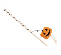SOLUSTRE Cat Teaser Stick Pumpkin Cat Interactive Halloween Style Lightweight Plush Cloth Wood Stick Orange Home Use Kittens