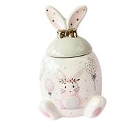 SOLUSTRE Ceramic Bunny Storage Jar Large Capacity Kitchen Canister for Tea Coffee Candy Bulk Food Organizer Decorative Cookie Biscuit Holder Gift