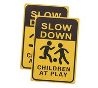 SOLUSTRE Children at Play Signs Slow down Metal Safety Signs for Street Lawn Neighborhoods 2pcs Caution for Child Safety Outdoor Use