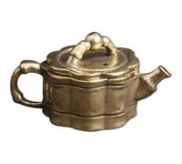 SOLUSTRE Chinese Style Teapot Decor Copper Desktop Ornament Golden Retro Craft Ornament for Home Restaurant Shop