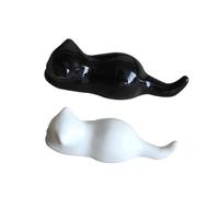 SOLUSTRE Chopsticks Holder Forks Rest Japanese Style Cat Shaped Ceramic Chopsticks Rack Spoon Rest Black, 9x3x2cm for Kitchen and Art Craft