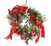 SOLUSTRE Christmas Candle Holder Wreath Artificial Garland with Red Berries and Pine Needles Decorative Tealight Candle Stand for Holiday Party Home and Fireplace Festive Decor