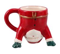 SOLUSTRE Christmas Mug: Creative Upside-Down Hand-Painted Ceramic Santa Mug - Festive Christmas Decor - Unique Embossed Design Tea and Milk