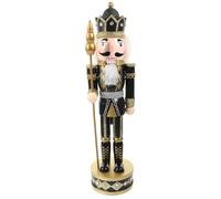 SOLUSTRE Christmas Nutcracker Puppet Ornament Wooden Xmas Nutcracker Soldier Decoration with Golden Plastic Finish, for Office and Living Room Holiday Decor