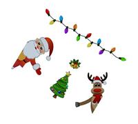 SOLUSTRE Christmas Reflective Car Magnets Set Santa Reindeer Xmas Tree Lights Bulb Magnet Set Garage Gnome Magnets Holiday Car Refrigerator Decorations