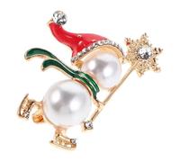 SOLUSTRE Christmas Snowman Brooch Pin with Rhinestone and Alloy Material, Festive White Lapel Pin for Personal Use and Daily Attire, Creative Holiday Accessory for Winter Season