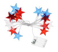 SOLUSTRE Colorful Pentagram LED String Lights Battery Operated LEDs American Independence Day Party Room Decor Outdoor Garden Balcony Creative Festive Atmosphere