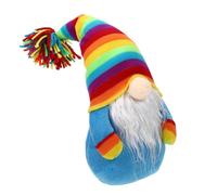 SOLUSTRE Colorful Rainbow Hat Gnome Doll Large Blue Faceless Tomte Scandinavian Desktop Decor for Home Office Easter Party Photography Prop Eco Friendly Material