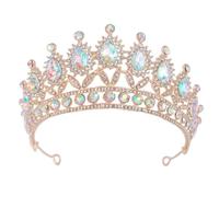 SOLUSTRE Colourful Rhinestones Tiara Crown for Women, Wedding Rhinestones Headpiece with Zinc Alloy and Crystal Glass, Chic Birthday Girl Tiara to Decorate Hairstyle and Add Charm