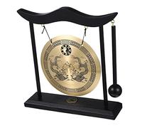 SOLUSTRE Copper Gong Desk Ornament with Double Dragon Design, Retro Table Gong Decoration in Antique Style, Home Décor Accent for Feng Shui and Collectible Display