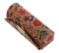 SOLUSTRE Cosmetic Mirror Design Built-in Makeup and Scratch-Resistant Vintage Brown Cork Lipstick Holder Case with Stylish Organizer Travel for Women