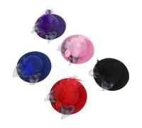 SOLUSTRE Craft Hats Miniature Tiny Top Hats with Flower and Net Accessories 5pcs Lightweight Polyester Mesh for Dolls and Pets for Mini Tea Party and DIY Crafting